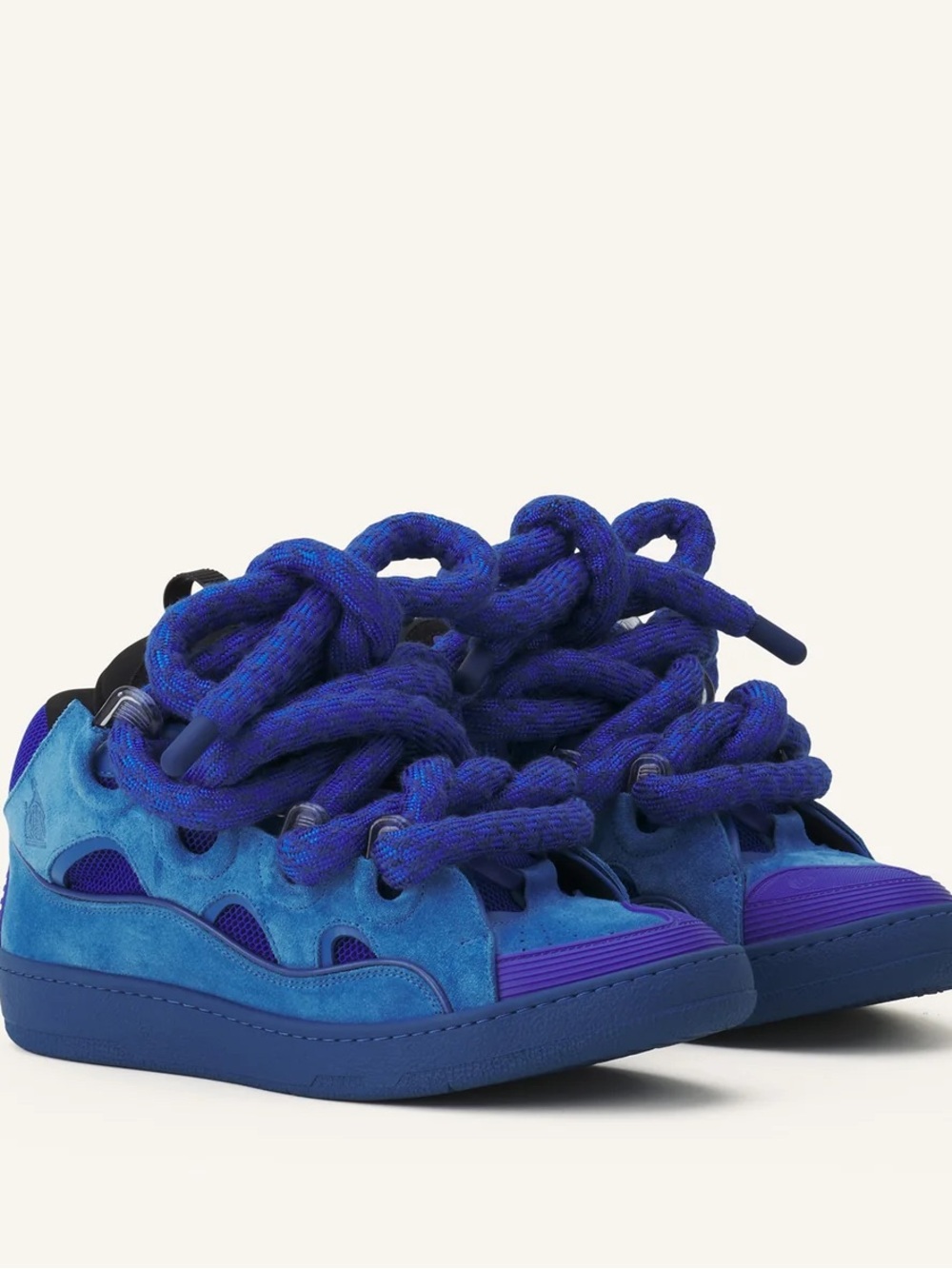 Lanvin Curb Sneakers in Leather with Snake Laces